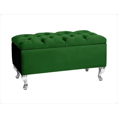 The Range 180cm Chesterfield Ottoman Storage Bench, Teal Tufted Upholstered Velvet Ottoman Footstool - Forest Green Plush Velvet