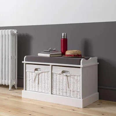 The Range Stockholm Storage Bench with 2 Baskets - White