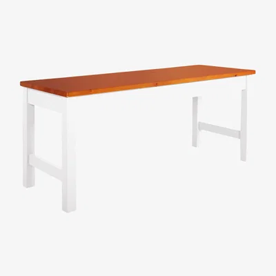 The Range Bench with Wood Seat - White