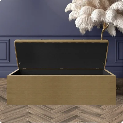 The Range Large Plain Safar Storage Ottoman Box, Upholstered Naples Deep Storage Ottoman End of Bed Bench - Purple Naples