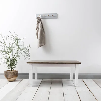 The Range Canterbury Hallway Bench 140cm in White and Dark Pine - White