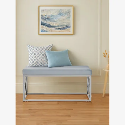 The Range Allure Light Blue Velvet Bench - Blue