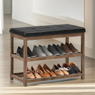 The Range Wooden 2 Tier Shoe Rack Bench - Brown
