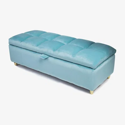 The Range Coco Luxury Ottoman Storage Bench with Padded Lid - Blue