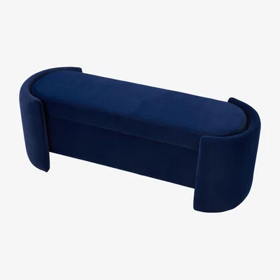 The Range Elegant Curved Blue Storage Ottoman Bench Seats - Blue