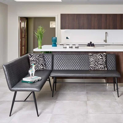 The Range Ripley Corner Bench - Grey / Right-Hand Facing