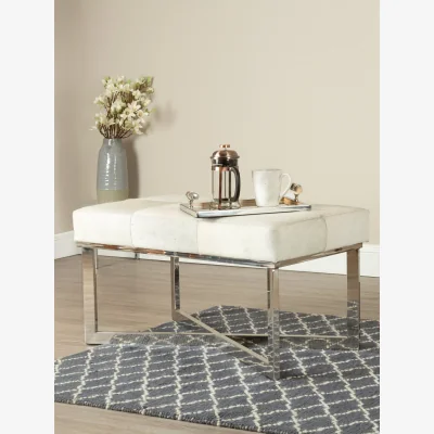 The Range Kensington Townhouse Grey Hair on Leather Bench - Grey
