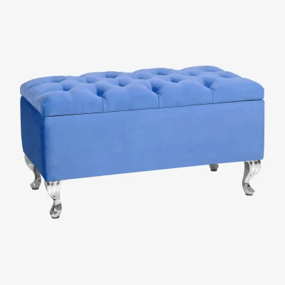 The Range 180cm Chesterfield Ottoman Storage Bench, Teal Tufted Upholstered Velvet Ottoman Footstool - Duck Egg Plush Velvet