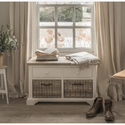 The Range Florence Storage Bench with 2 Baskets - White