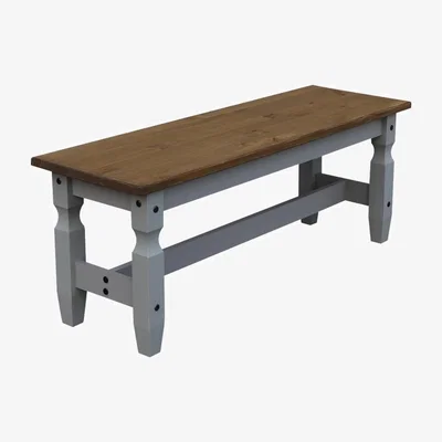 The Range Corona Grey Wax 4ft Dining Bench - Distressed Grey Wax
