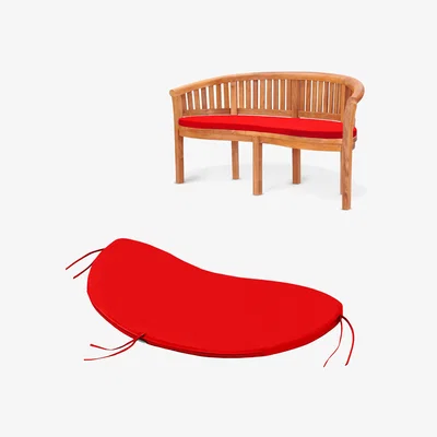 The Range Water-Resistant Curved Banana Bench Seat Pad with Ties - Red