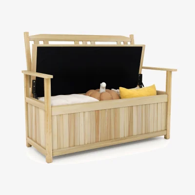The Range 185L Wooden Backrest Patio Storage Bench - Brown