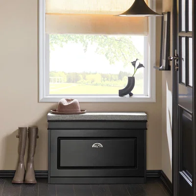 The Range Modern Hallway Shoe Bench - Black
