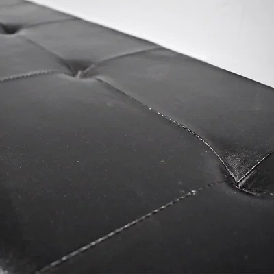 The Range Genuine Black Leather Hand Stitched Indoor Bench - Black