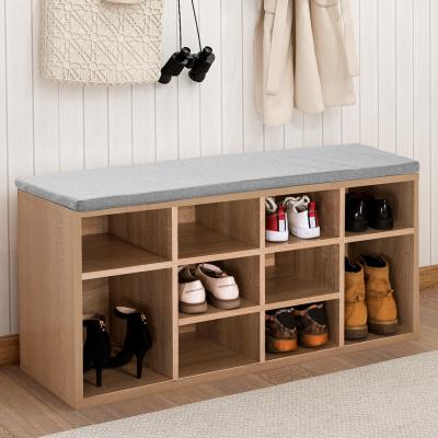 The Range Shoe Bench Storage with Seat Cushion Natural, 10 Grids - Neutral