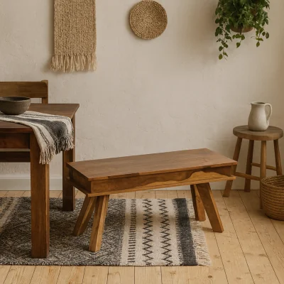 The Range New York Sheesham Wood Dining Bench - Brown
