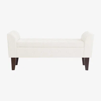 The Range Boucle Chaise Longue Storage Bench - Cream
