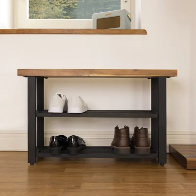 The Range Charnwood Hallway Bench with Two Tier Shoe Tidy - Black, Brown