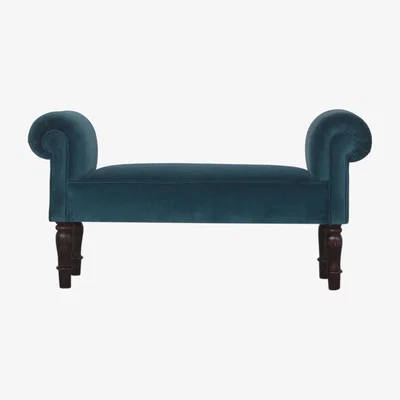 The Range Modern Hand Crafted Teal Velvet Bench - Teal