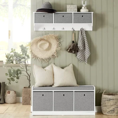 The Range SoBuy 3 Baskets Bedroom Storage Bench - White