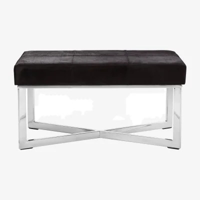 The Range Kensington Townhouse Black Hair On Leather Leather Bench - Black
