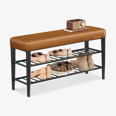 The Range VASAGLE Hallway Shoe Bench with Storage - Bronze