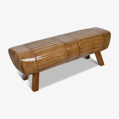 The Range Genuine Leather Hall Bench - Brown