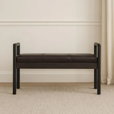 The Range Solid Wood upholstered  Gridline Bench - Black