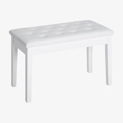 The Range PU Leather Piano Bench with Storage Makeup Dressing Stool - White
