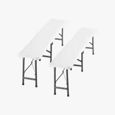 The Range Tectake® Set Of 2 Beer Benches Panja - white