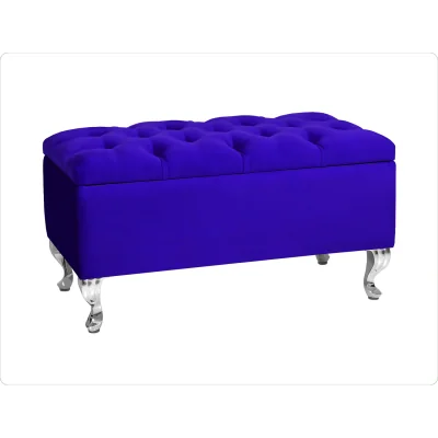The Range 120cm Chesterfield Ottoman Storage Bench, Mustard Gold Tufted Upholstered Velvet Ottoman Footstool - Sapphire Blue Plush Velvet