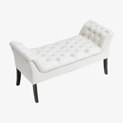 The Range Lifeideas Armed Velvet Bed Bench - Cream White