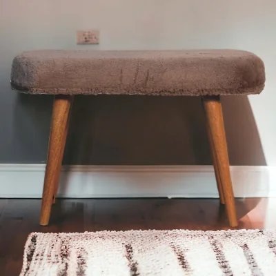 The Range Solid Wood  Upholstered Fabric Bench - Brown