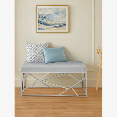 The Range Allure Powder Blue Geometric Bench - Silver, Blue