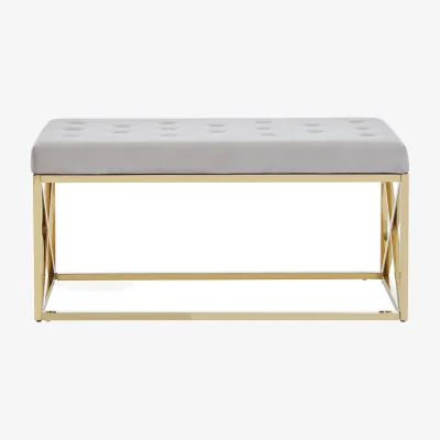 The Range Allure Mink Velvet Gold Finish Bench - Gold