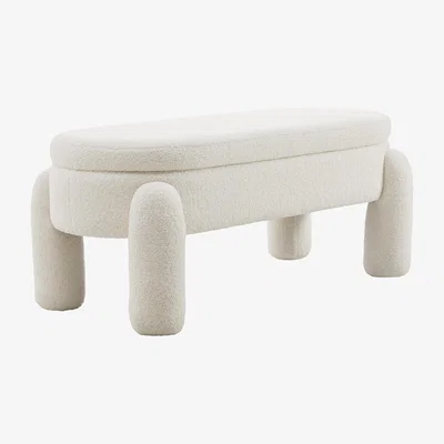 The Range White Upholstered Storage Bench Seat and Footrest - White