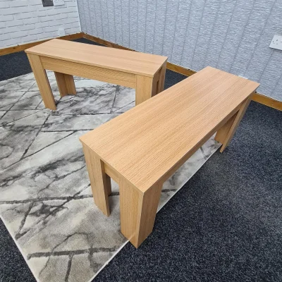 The Range KOSY KOALA 2 Set Modern Light Wood-Effect Dining Benches for Home Kitchen Hallwy - Brown