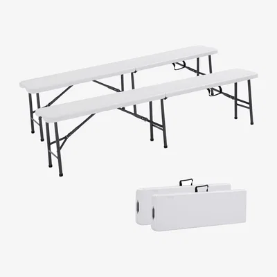 The Range 2x Beer Bench Folding Bench 183 x 28 x 43 cm - White
