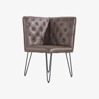 The Range Studded Back Lounge Corner Bench - Brown