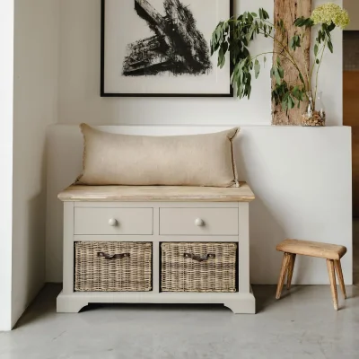 The Range Florence Storage Bench with 2 Baskets - Truffle