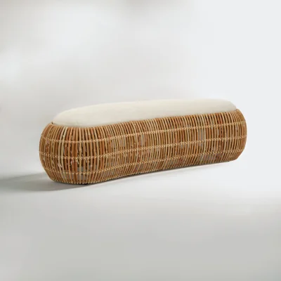 The Range Manado Natural Rattan Bench - Natural, Cream