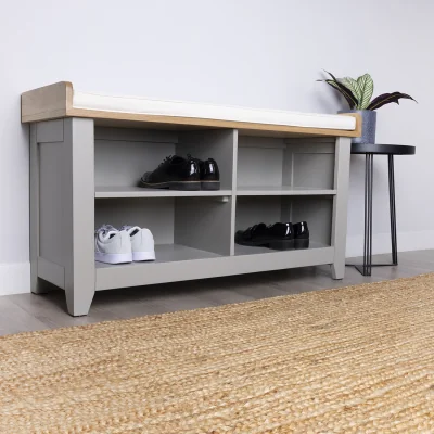 The Range Charnwood Hallway Bench with Open Shoe Tidy - Grey, Brown