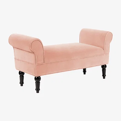 The Range Velvet Upholstered Bed End Bench - Pink