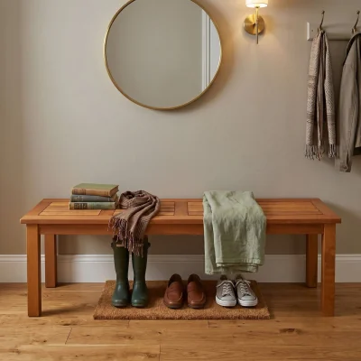 The Range Coniston 2 Seater Wooden Indoor Bench Stool - Brown