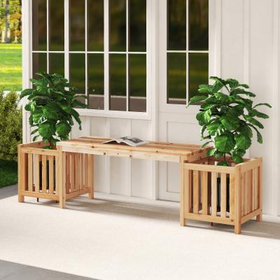 The Range Patio Wooden Bench with Planter - Natural