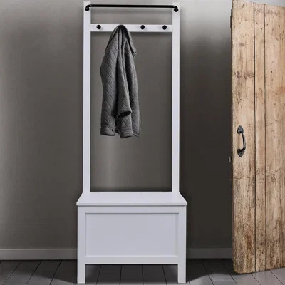 The Range Karlstad Hallway Bench Shoe Storage and Coat Hook in Classic White - White