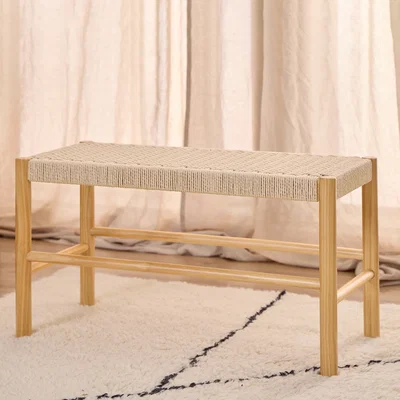 The Range Alvin Weaved Bench in Off White - Off White