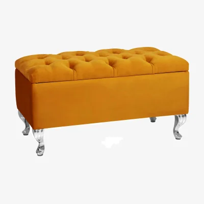 The Range 180cm Chesterfield Ottoman Storage Bench, Teal Tufted Upholstered Velvet Ottoman Footstool - Burnt Orange Plush Velvet