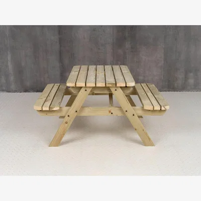 The Range Fortem Rounded Pub Style Picnic Table Benches Set - Natural light green / 150cm