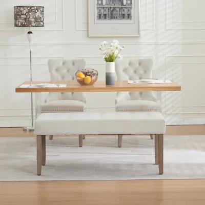 The Range Winchester Soft Velvet Upholstered Dining Bench - Beige